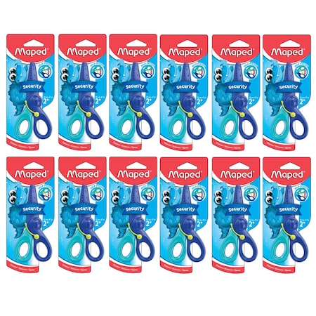 Maped Kidicut Spring-Assisted Plastic Safety Scissors, 4.75in, PK12 MAP472110